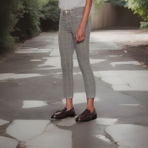 FRAME $228 Gray Le High Skinny Crop Jeans in Windowpane Plaid‎ 28 Preppy Hipster